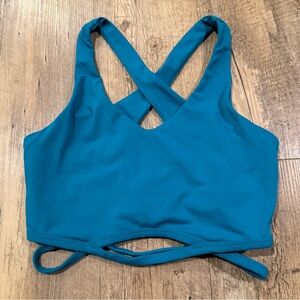 Fabletics Blue Cross-Back Sports Bra XS